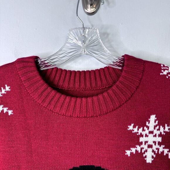 Burgundy Red Snowman with Scaft Christmas Holiday Winter Sweater Women's Size XL - Picture 2 of 11